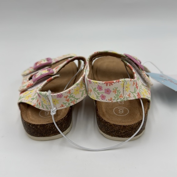 NWT Cat & Jack Toddler Reagan Floral Print Footbed Sandals Size 6 - Picture 4 of 11